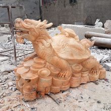 【石雕龙头龟 晚霞红负重赑屃 吐水龙龟摆件厂家现货加定做图片】石雕龙头龟 晚霞红负重赑屃 吐水龙龟摆件厂家现货加定做